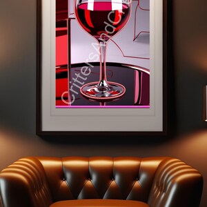 Colorful Glass of Red Wine Wall Art - Printable Wall Decor, Digital Download, Digital Art, Digital Wall Art, Poster, Digital Print