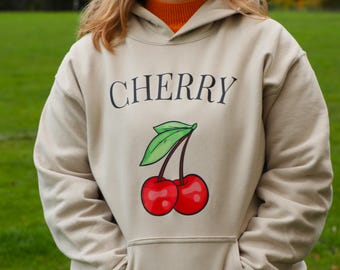 Hoodie met kersenprint: retro fruitdesign
