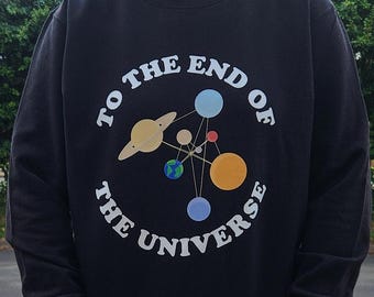 Sudadera con el sistema solar: cuello redondo con gráfico espacial de estilo vintage