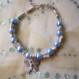 Butterfly Charm Purple Beaded Handmade Bracelet
