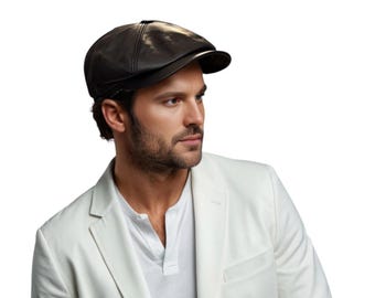 Newsboy Cap Handcrafted 100% Genuine Lambskin Leather ,Ivy Cap Leather Flat cap Classic Ivy