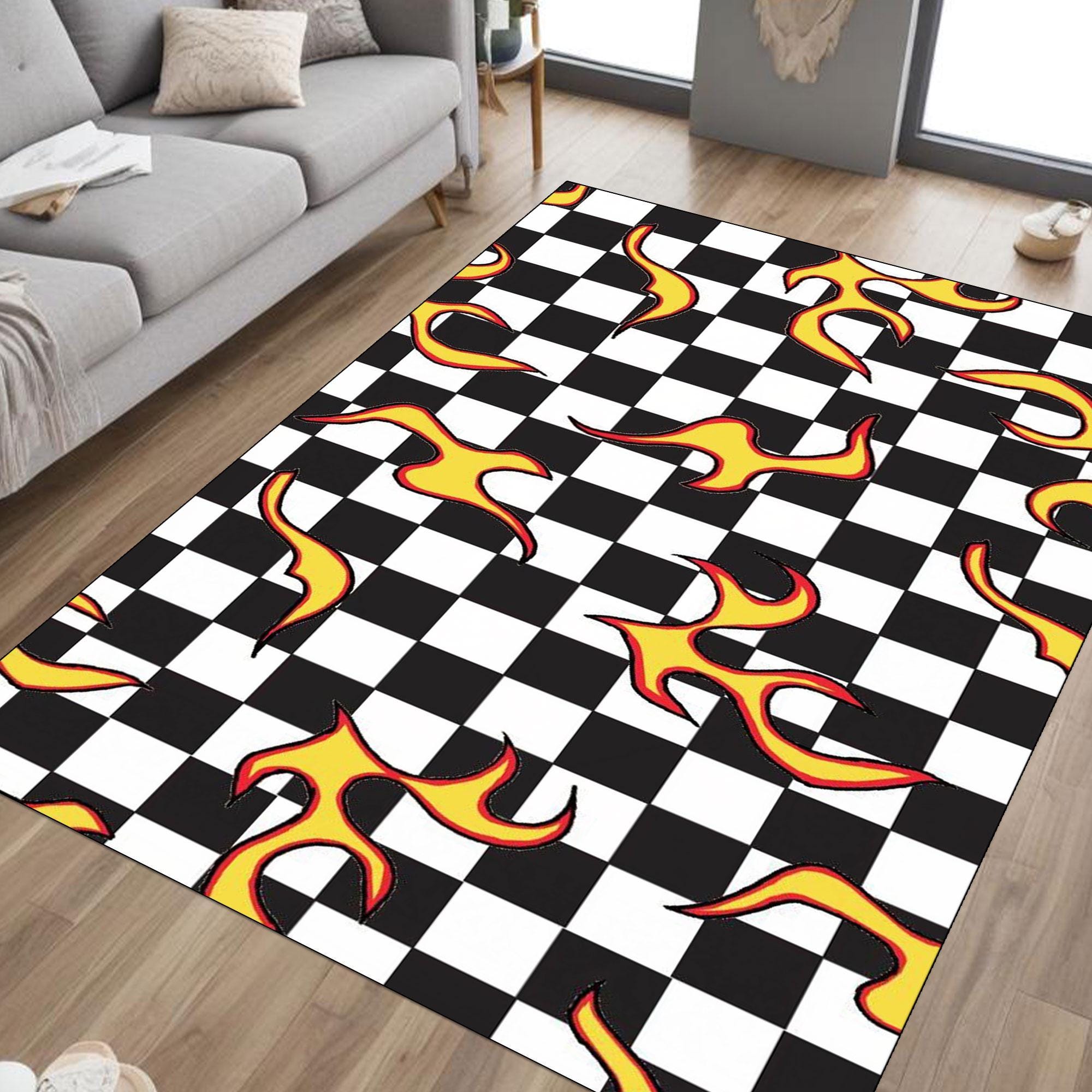 チェッカーボードフレームラグ：Y2Kスケータールームデコレーション - Etsy 日本, image size:2000x2000