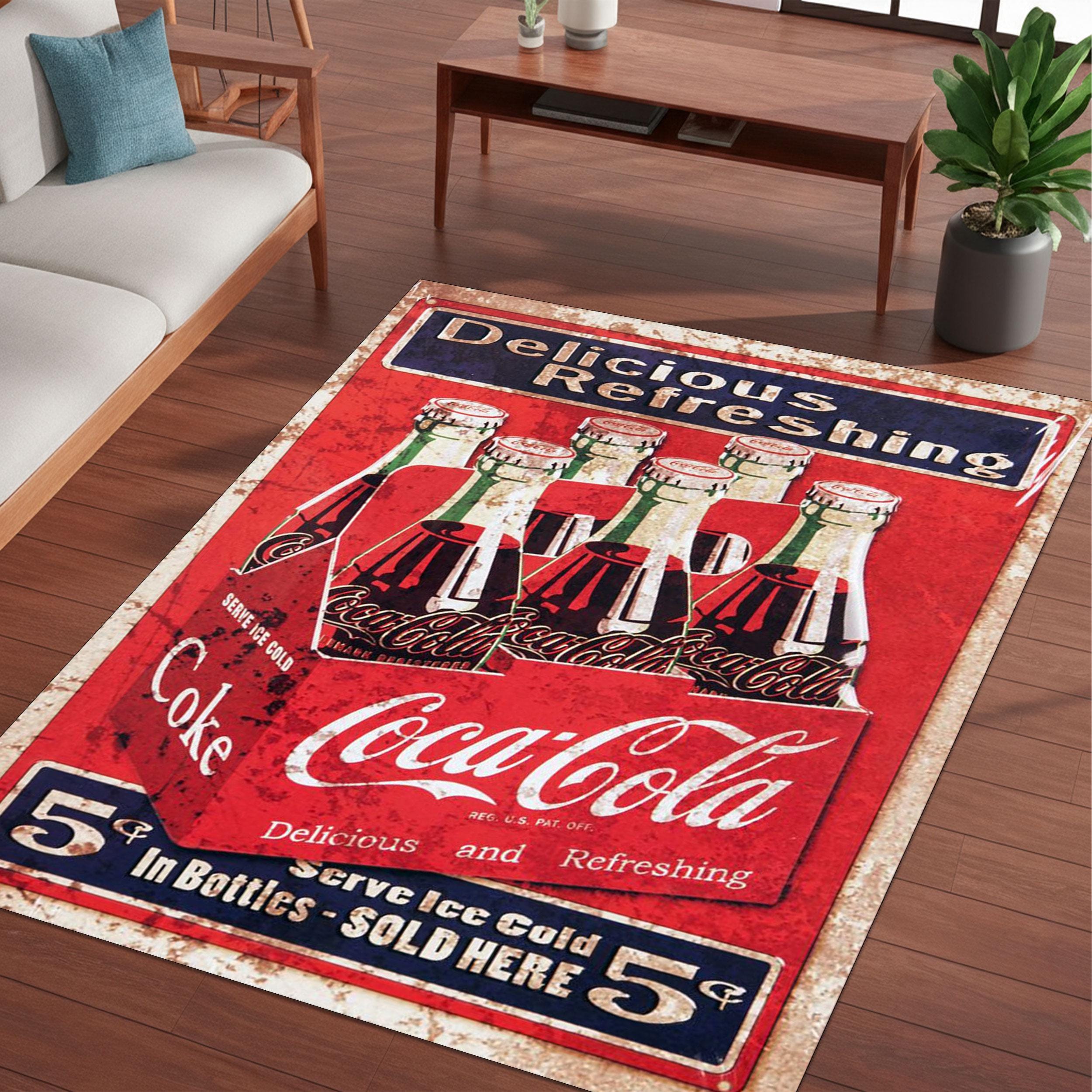 Vintage Coca-cola Rug, Retro Coke Advertising Carpet, Classic Red Soda ...