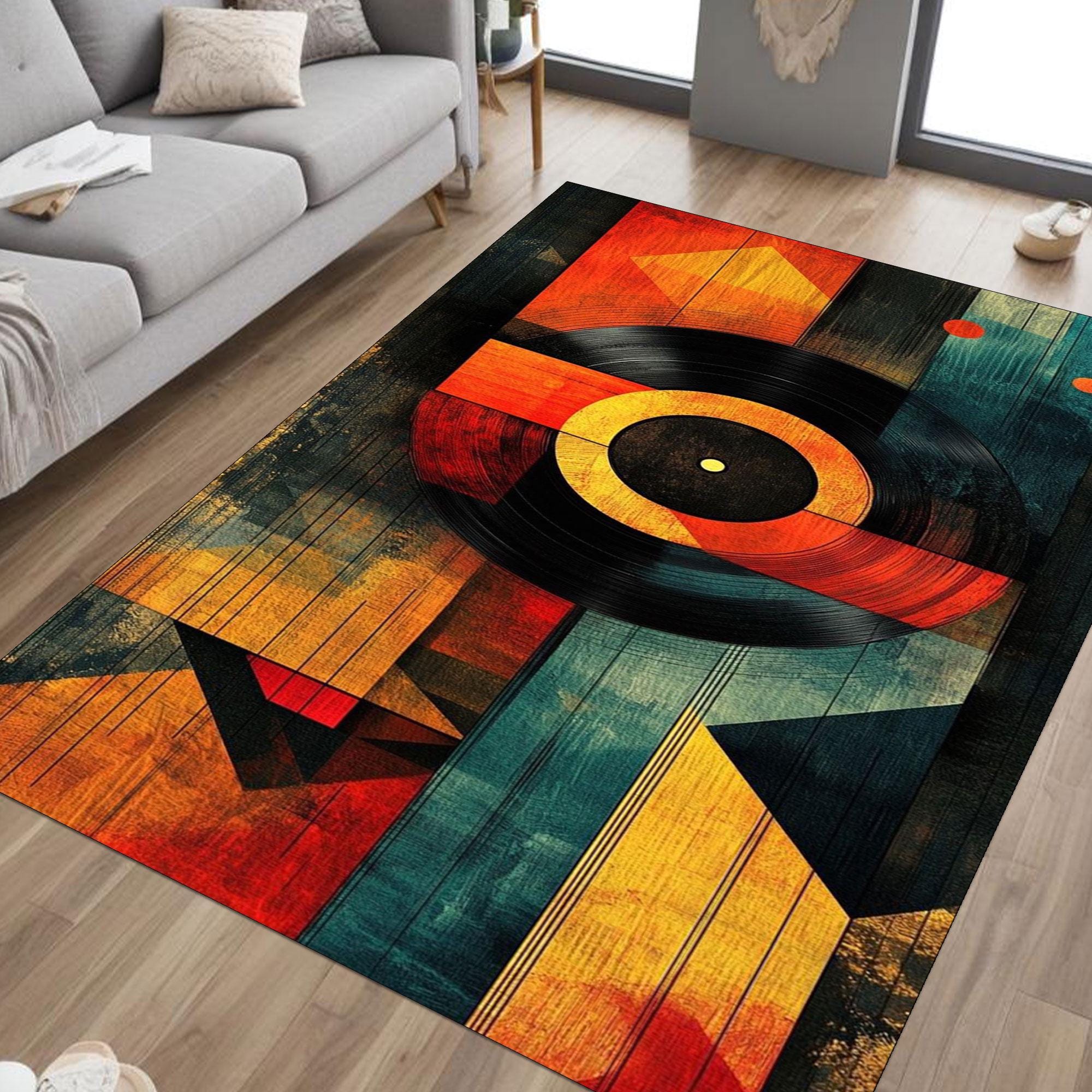 Abstract Vinyl Record Rug: Modern Music Decor, Colorful Area Rug - Etsy
