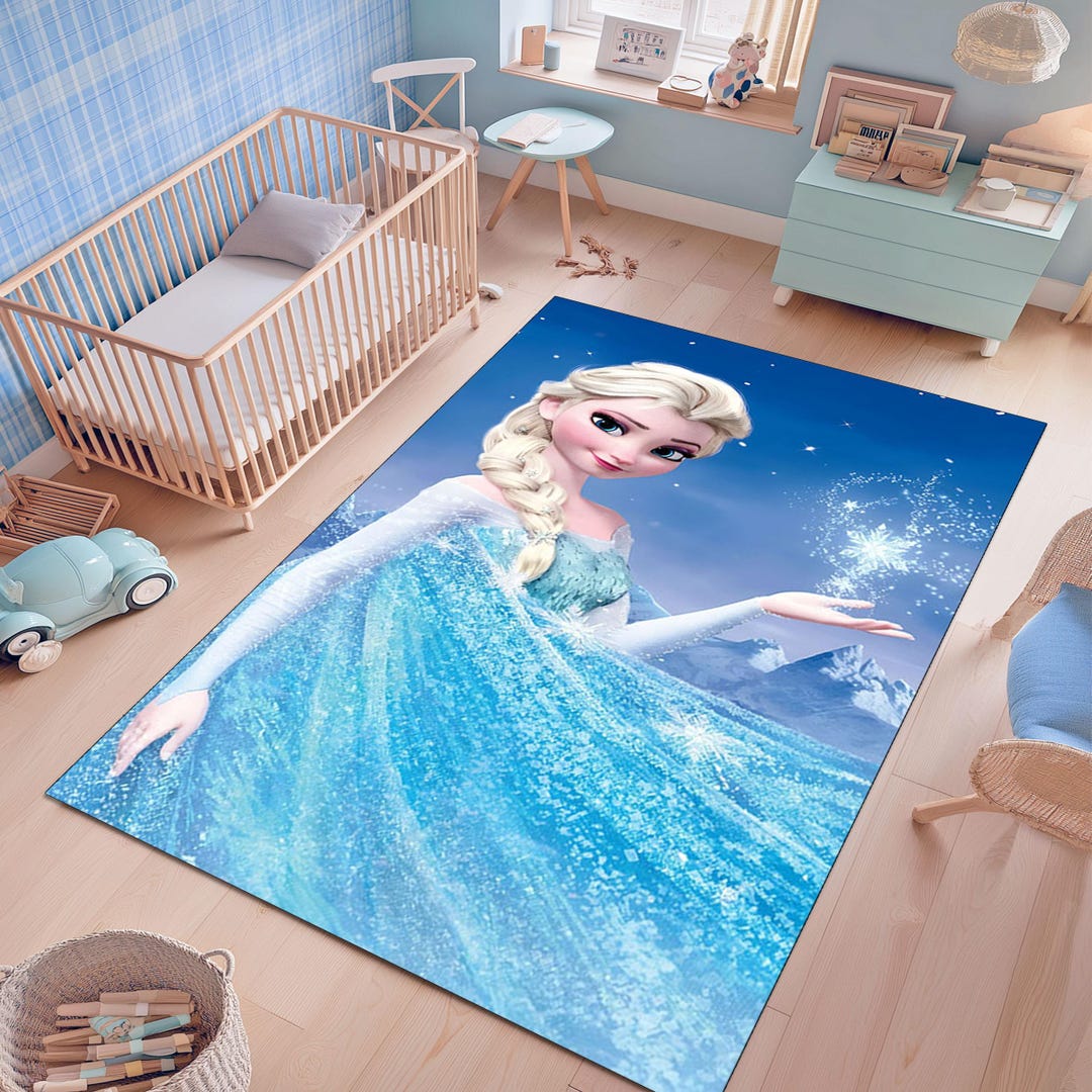 Frozen Rug Elsa Frozen Rug: Ice Princess Blue Carpet, Girls Room Decor - Etsy