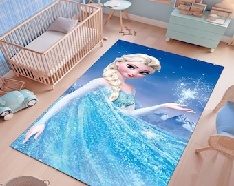Tappeto Elsa Frozen: tappeto blu principessa del ghiaccio, decorazione per la cameretta delle bambine