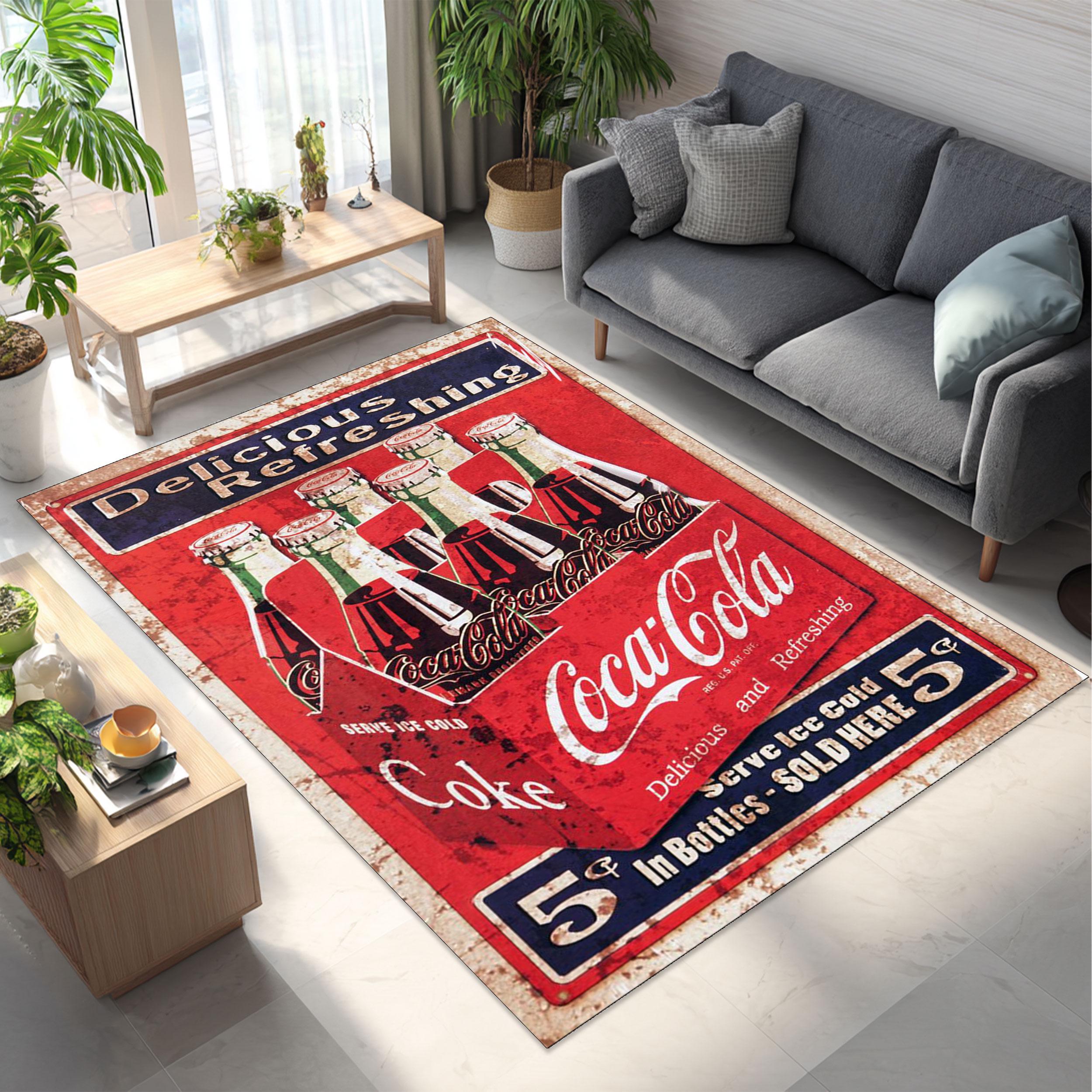 Vintage Coca-cola Rug, Retro Coke Advertising Carpet, Classic Red Soda ...