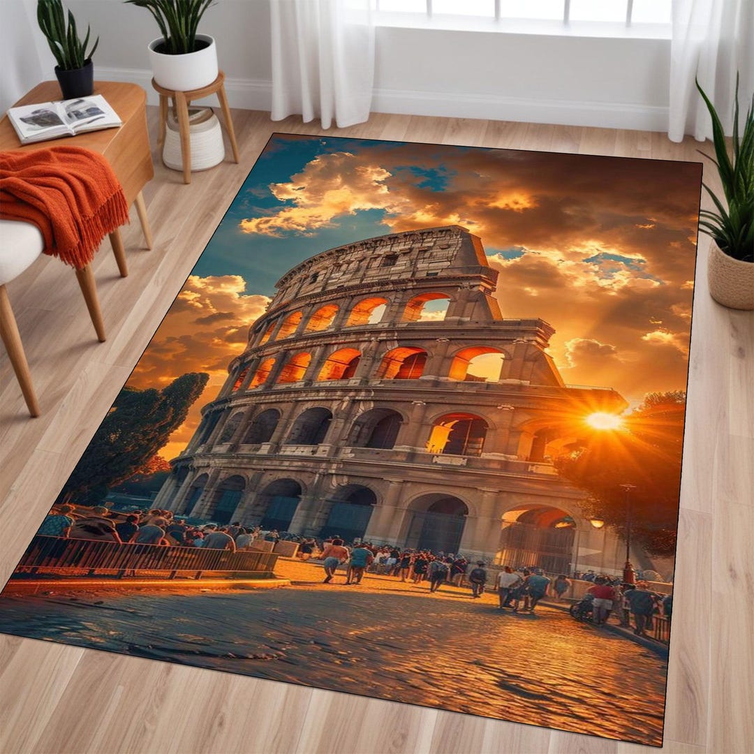 Cad Roman Rug Patterns Colosseum Rug: 3D Print Roman History Carpet, Washable Polyester - Etsy