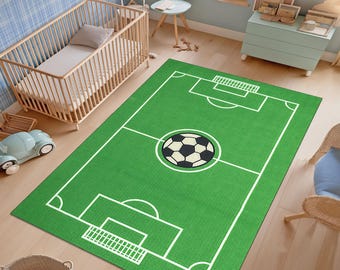 Soccer Field Play Mat: Washable Kids Room Rug