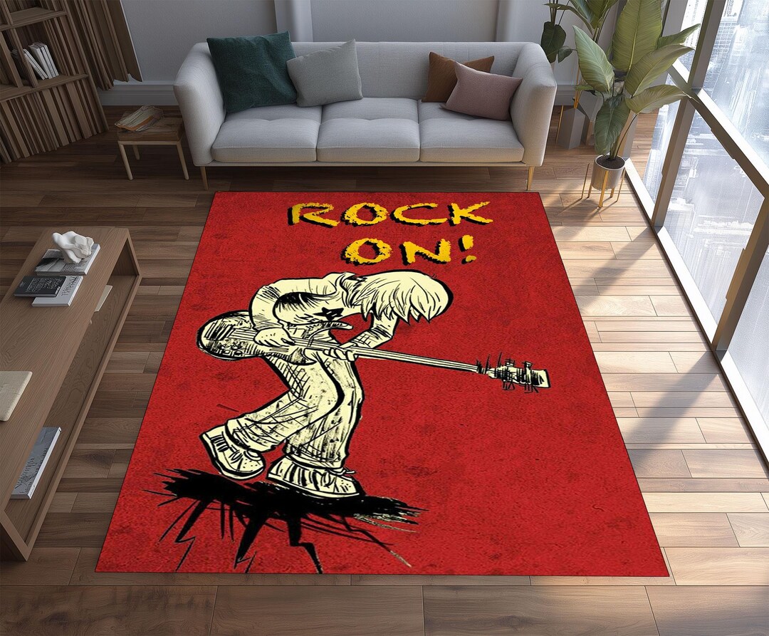 Punk Rugs Rock on Guitar Rug: Red Punk Music Room Carpet - Etsy