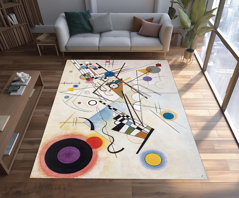 Kandiski Rug Kandinsky Composition VIII Art Rug, Abstract Geometric Painting Carpet ...