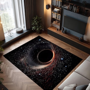 Alfombra de agujero negro, alfombra espacial galáctica, alfombra de vórtice con ilusión óptica, decoración de universo cósmico 3D, alfombra de ciencia ficción para dormitorio y sala de estar.