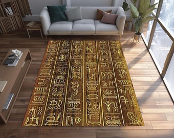 アールデコ調古代エジプトラグ：ヒエログリフのホームデコレーション
