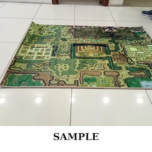 May include: A large, rectangular map with a detailed, illustrated design in shades of green, brown, and tan. The map features a grid-like layout with various structures and terrain. The word "SAMPLE" is printed in bold, black letters at the bottom.