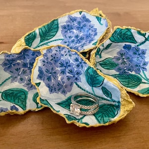 Oyster Shell Ring Dish, Decoupaged Oyster Dish, Trinket Dish, Oyster Shell Decor, Mother’s Day Gift, Coastal Hostess Gift, Jewelry Dish