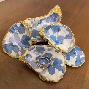 Oyster Shell Ring Dish, Decoupaged Oyster Dish, Trinket Dish, Oyster Shell Decor, Mother’s Day Gift, Coastal Hostess Gift, Jewelry Dish