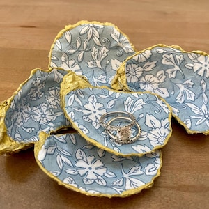 Oyster Shell Ring Dish, Decoupaged Oyster Dish, Trinket Dish, Oyster Shell Decor, Mother’s Day Gift, Coastal Hostess Gift, Jewelry Dish