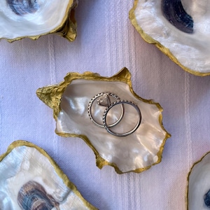 Oyster Shell Ring Dish, Decoupaged Oyster Dish, Trinket Dish, Oyster Shell Decor, Coastal Hostess Gift, Jewelry Dish, Natural Shell