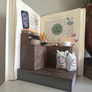 Miniature Kitchen/Baker&#39;s Bench Open Book Diorama