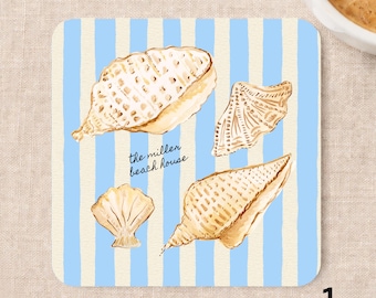 Personalized Paper Beach House Coasters, Coastal Decor, Housewarming Gift