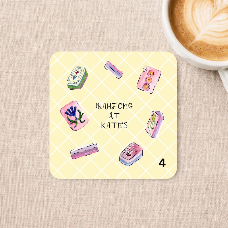 Personalized Reusable Paper Mahjong Coasters 4