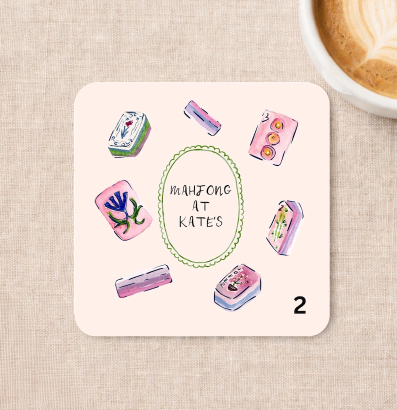 Personalized Reusable Paper Mahjong Coasters 2