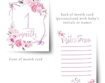 Personalized Baby Milestone Cards (Water Color Print)