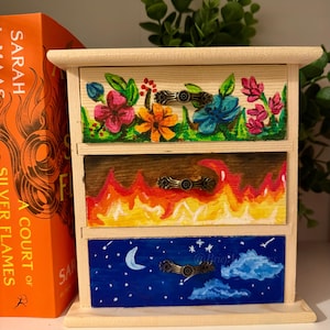 ACOTAR Inspired Mini Dresser | Hand-Painted Jewelry Box | Feyre Archeron Decor | Fantasy Gift for Book Lovers