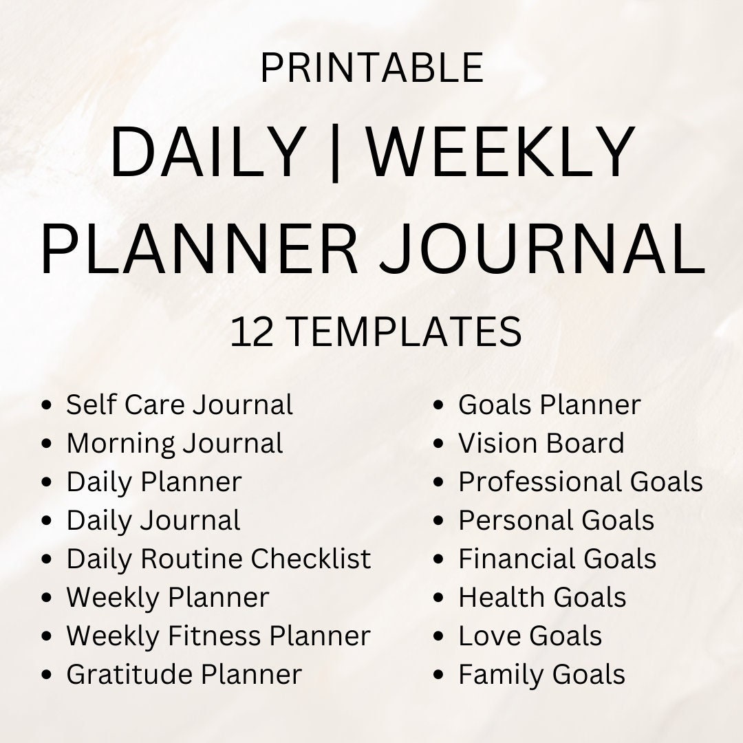 Daily | Weekly Planner Journal Printable Templates | 12 in ALL! - Etsy