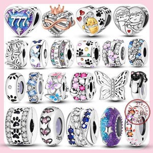 Nastro D'Argento Stile Europeo Con Charm - Bracciale Slide-on 925, Finitura Anticata