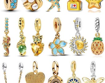 Pandora 18K Gold Plated Charm, Gold Pendant Charm, S925 Silver For European‑Style Bracelet, Gift for her - Pandora Bracelet Charms