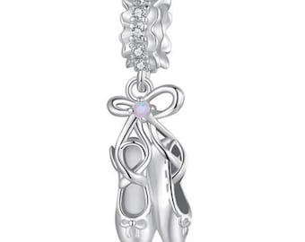 Pandora Ballet Shoe Dangle Charm , Bracelet Charm Jewelry , 100% Genuine 925 Sterling Silver Charm , Pandora Charm