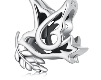 Pandora Peace Dove Charm, Charm for Bracelet, 925 Sterling Silver Charm Fit Pandora Bracelets, Gift for Her