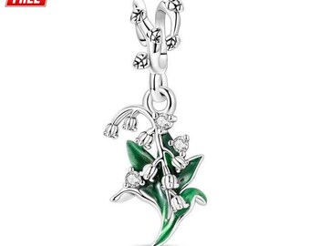 Lily of the Valley Dangle Charm, S925 Sterling Silver, Compatible