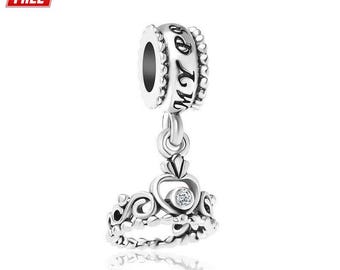 Sterling Silver Princess Tiara Charm for Bracelet