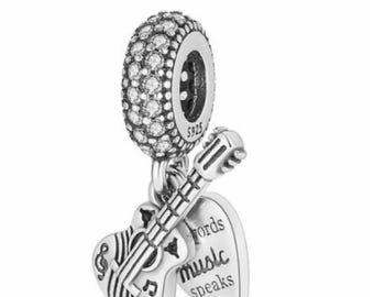 Pandora Silver Guitar Charm - S925 Sterling Silver