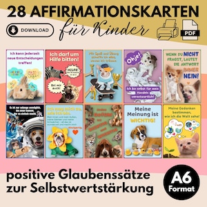 28 carte di affermazione (PDF) per bambini (3-10 anni) | stampa te stesso | Consapevolezza | credenze positive | Rafforzare l'autostima