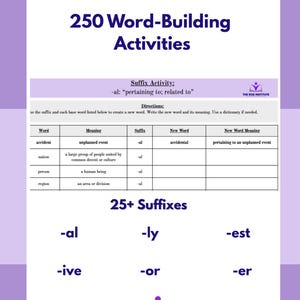 Suffix Activity Worksheets – Vocabulary Builder PDF for Grades 3–5 | Morphology Practice, Reading Intervention, ELA Resource