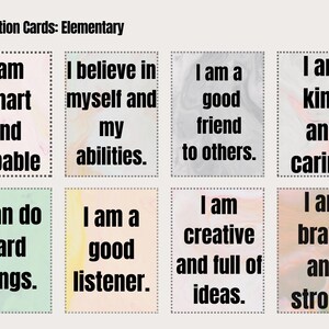 Tarjetas de Afirmaciones Imprimibles para Niños / 32 Declaraciones de Confianza y Aprendizaje Socioemocional (SEL) para Niños / Descargar PDF