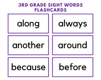 3rd Grade Sight Word Flashcards: afdrukbaar leermiddel (pdf-set)