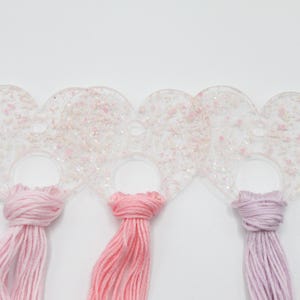 Sparkling Glitter Pink Heart Floss Thread Drops - Cross Stitch Embroidery Supply Gift Organizer