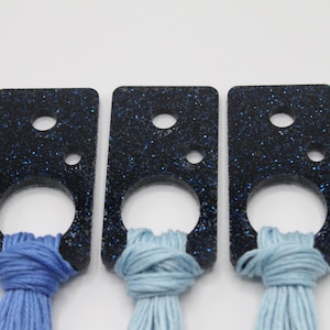 Elegant Navy Glitter Rectangle Thread Floss Drops - Cross Stitch Embroidery Thread Storage Gift
