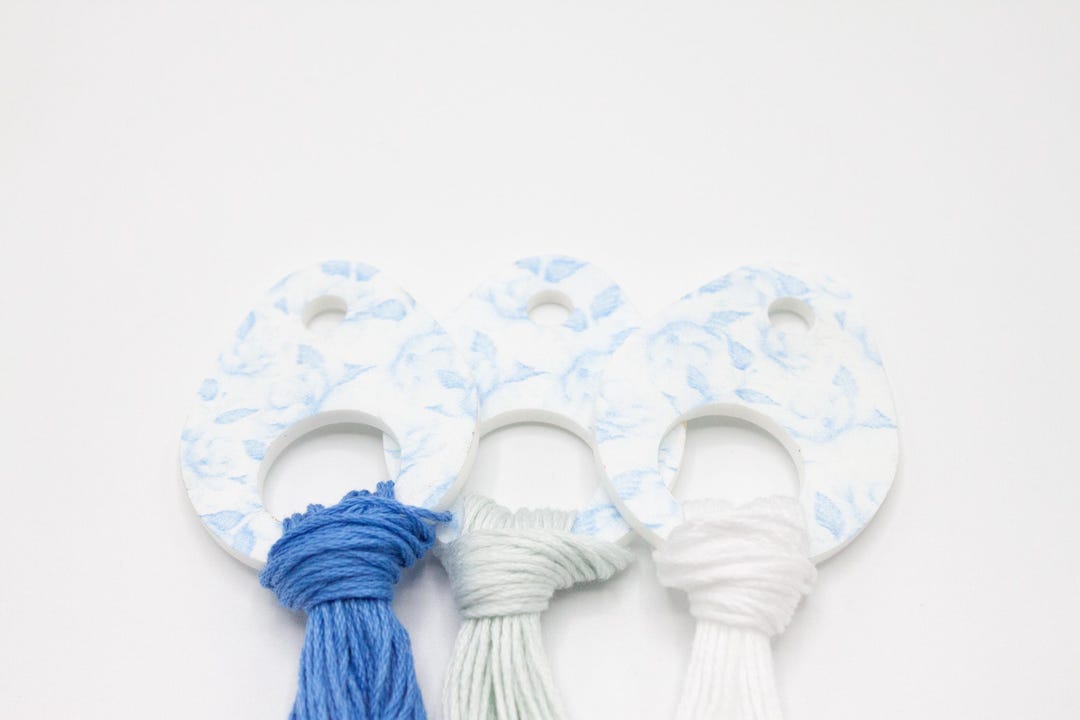 Blue Teacup Floral Acrylic Water Drop - Thread Embroidery Organizer ...