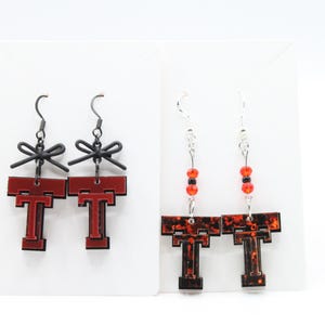Texas Tech Red Raider Dangle Earrings - Lightweight Acrylic Hypoallergenic - Choose Your Style