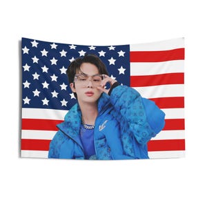 BTS  IMAGE FLAG ［V］ KPOP FLAG] BTS V TAEHYUNG American Flag Wall Tapestry Army