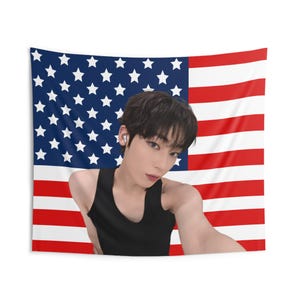 Sunoo Black Tank top American Flag, Enha Concert Banner, Enha Kpop Flag, Enha Desire Unleash, Enha World Tour