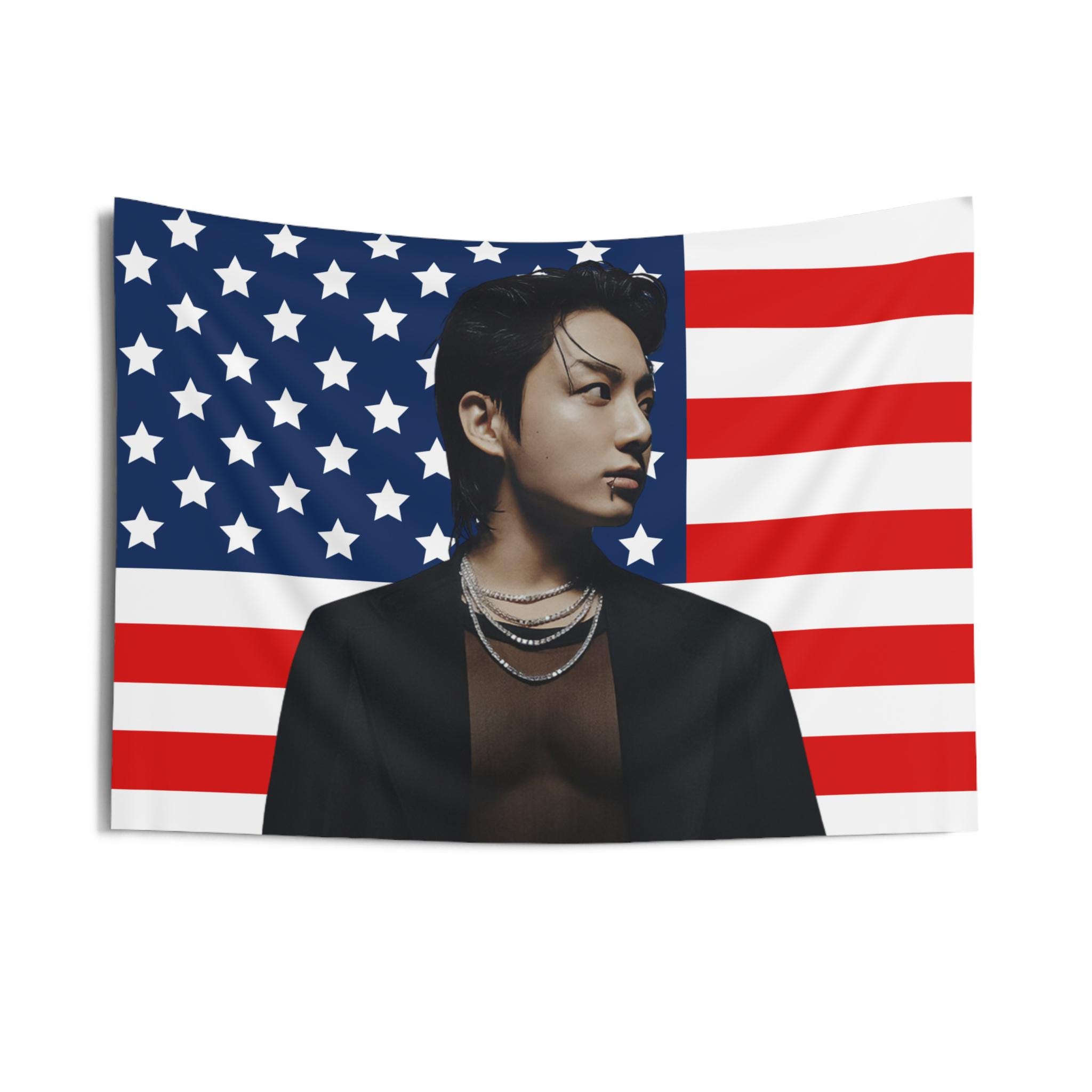 BTS  IMAGE FLAG ［V］ Bangtan Taehyung Stunning Visuals Pink American Flag