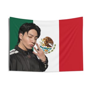 Bandera mexicana de Jungkook, pancarta de concierto de Bangtan, tapiz de pared de Kpop de JK, artículos de Jungkook Smile, regalo para fans de JK, estética de habitación