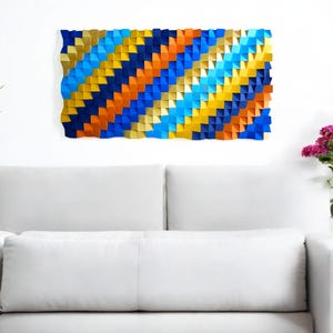 Colorful Wall Art – 3D Abstract Wood Panel – Modern Handmade Sculpture Acoustic Statement Decor for Bold Interiors & Creative Living Spaces