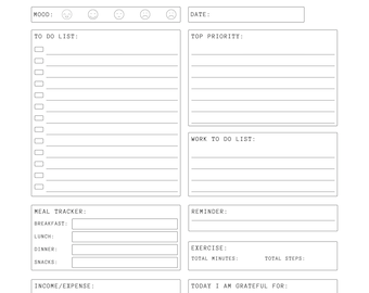 Minimale dagelijkse planner